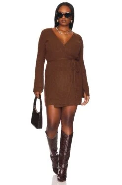 Silas Wrap Dress Sienna Brown -Fashion Clothing Store LCDE WD676 V2