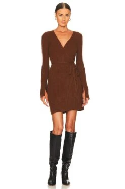 Silas Wrap Dress Sienna Brown -Fashion Clothing Store LCDE WD676 V3