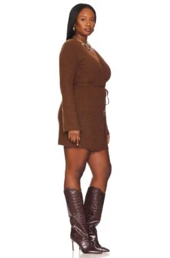 Silas Wrap Dress Sienna Brown -Fashion Clothing Store LCDE WD676 V4