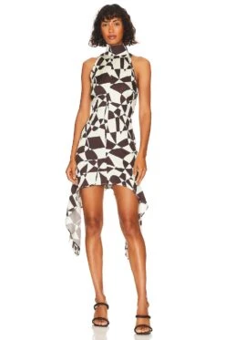 Lovisa Midi Dress Brown & Ivory Geo