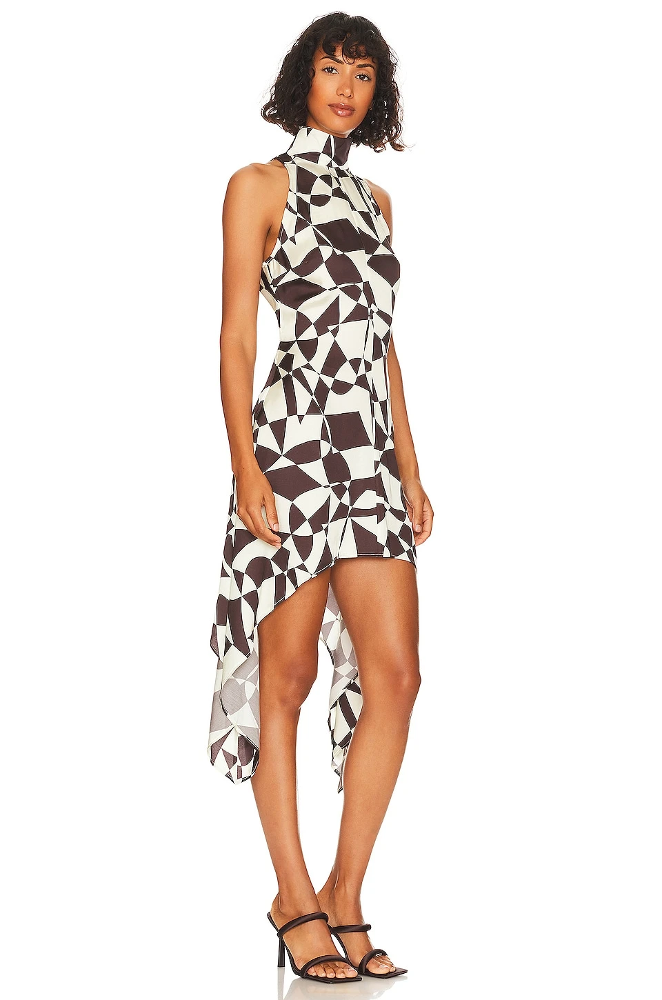 Lovisa Midi Dress Brown & Ivory Geo 4 Lovisa Midi Dress Brown & Ivory Geo - Image 2