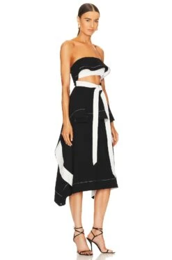 Helena Midi Dress Black & White -Fashion Clothing Store LCDE WD739 V2