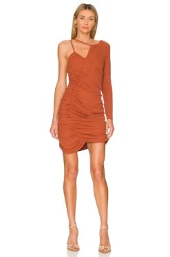 Eren One Shoulder Mini Dress Cinnabar