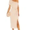 Eden Midi Dress Natural Tan -Fashion Clothing Store LOVF WD2807 V1