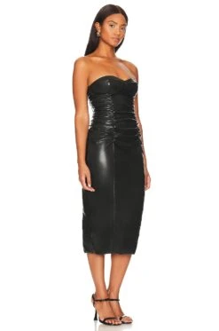Faux Leather Spencer Midi Dress Black -Fashion Clothing Store LOVF WD3513 V2