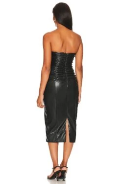 Faux Leather Spencer Midi Dress Black -Fashion Clothing Store LOVF WD3513 V3