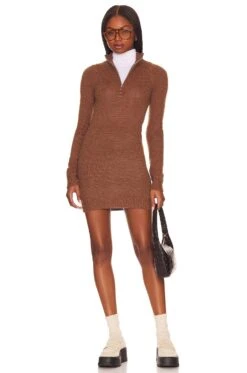 Anthea Sweater Dress Dark Chocolate -Fashion Clothing Store LOVF WD3522 V4