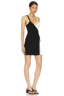 Raimi Wrap Dress Black & White -Fashion Clothing Store LOVF WD3728 V2