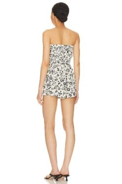 Marie Romper Natural Black Blooms 7 Marie Romper Natural Black Blooms -Fashion Clothing Store LOVF WR366 V3