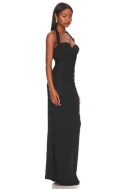 Naima Ruched Maxi Dress Black -Fashion Clothing Store LPAR WD716 V2