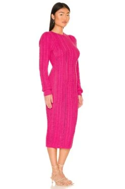 Sasi Cable Knit Dress Magenta -Fashion Clothing Store MALR WD1051 V2
