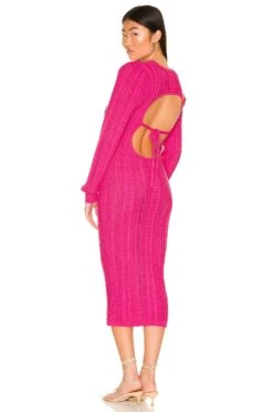 Sasi Cable Knit Dress Magenta -Fashion Clothing Store MALR WD1051 V3