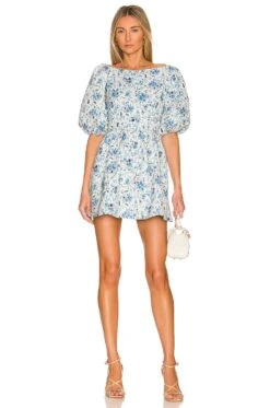 Valentina Mini Dress Baroque Blue -Fashion Clothing Store MALR WD1093 V2