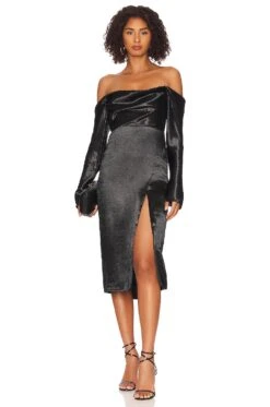 Cecilia Midi Dress Black -Fashion Clothing Store MALR WD1172 V1 1