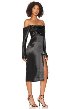 Cecilia Midi Dress Black -Fashion Clothing Store MALR WD1172 V2