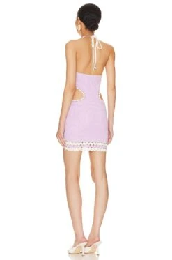 Mallika Crochet Cut Out Mini Dress Lilac & White -Fashion Clothing Store MALR WD1285 V3