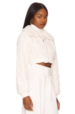 Dashiel Cropped Faux Fur Jacket White -Fashion Clothing Store MALR WO104 V3