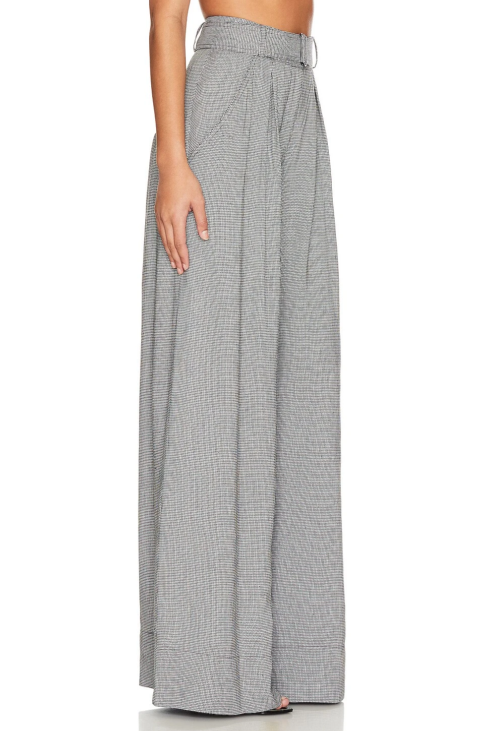 Wide Leg Pleated Pant Black Houndstooth 4 Wide Leg Pleated Pant Black Houndstooth - Image 2