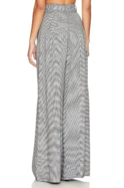 Wide Leg Pleated Pant Black Houndstooth 9 Wide Leg Pleated Pant Black Houndstooth -Fashion Clothing Store MBRU WP5 V3