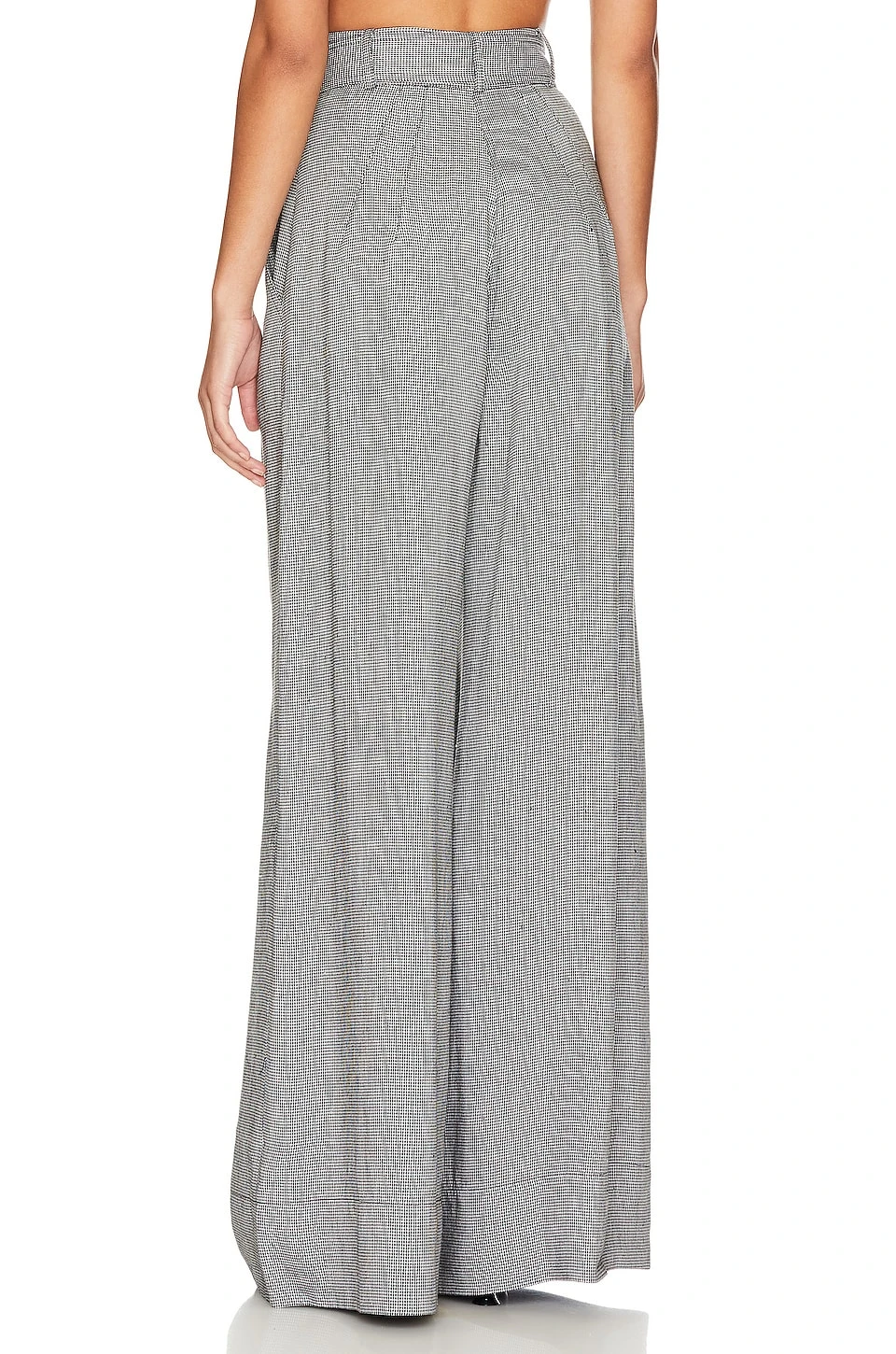 Wide Leg Pleated Pant Black Houndstooth 5 Wide Leg Pleated Pant Black Houndstooth - Image 3