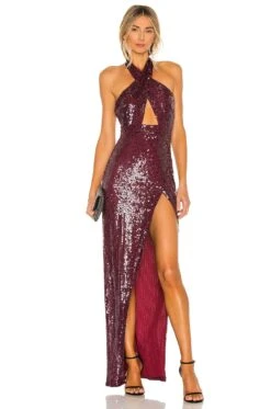 X REVOLVE Soraya Gown Burgundy