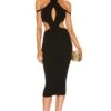 X REVOLVE Naomi Cut Out Knit Midi Dress Black