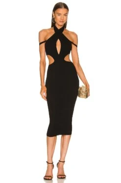 X REVOLVE Naomi Cut Out Knit Midi Dress Black