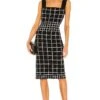 MILLY Windowpane Column Dress Black & White -Fashion Clothing Store MILL WD970 V1