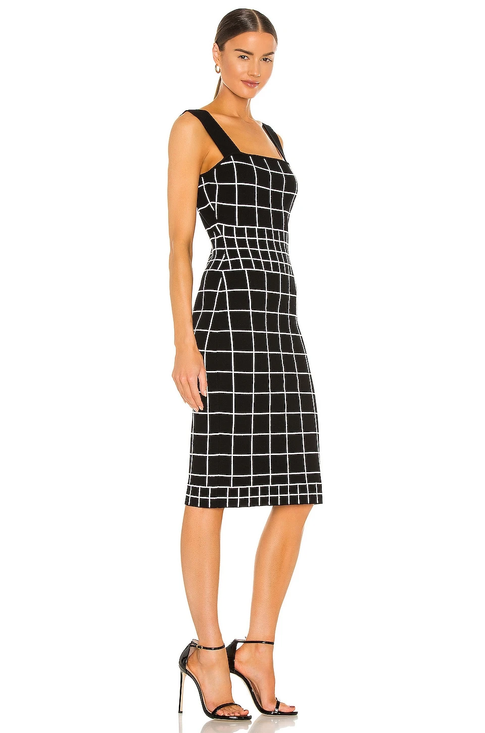 MILLY Windowpane Column Dress Black & White 4 MILLY Windowpane Column Dress Black & White - Image 2