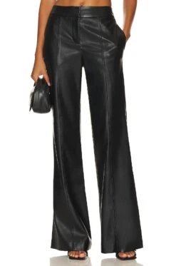 MILLY Nash Faux Leather Leather Pants Black