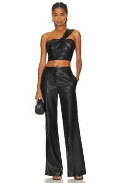 MILLY Nash Faux Leather Leather Pants Black 9 MILLY Nash Faux Leather Leather Pants Black -Fashion Clothing Store MILL WP62 V4
