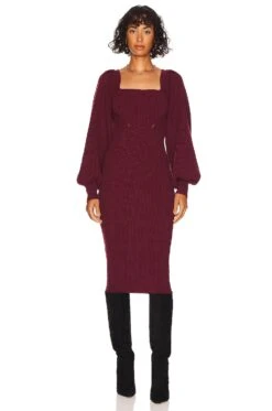 Minkpink Page Midi Dress Wine