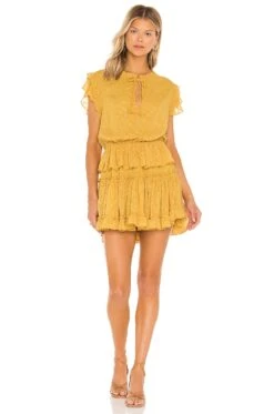 Lilian Dress Saffron Clip Dot -Fashion Clothing Store MISA WD466 V2