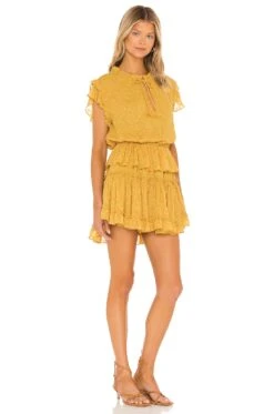 Lilian Dress Saffron Clip Dot -Fashion Clothing Store MISA WD466 V3