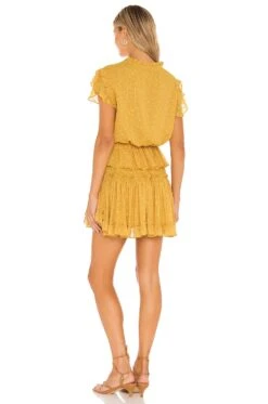 Lilian Dress Saffron Clip Dot -Fashion Clothing Store MISA WD466 V4