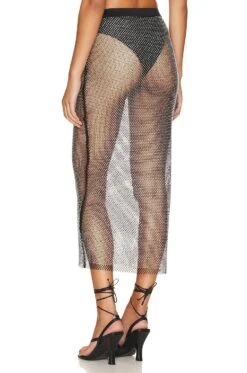Aletta Diamante Mesh Skirt Silver & Black -Fashion Clothing Store MISR WQ11 V3