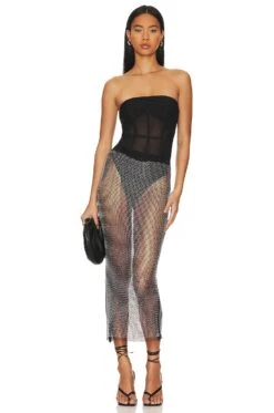 Aletta Diamante Mesh Skirt Silver & Black -Fashion Clothing Store MISR WQ11 V4