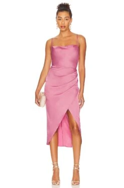 Adonia Wrap Midi Dress Pink