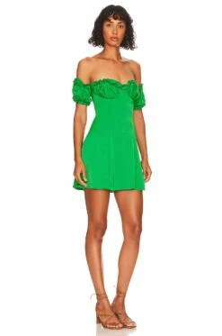 Randy Off Shoulder Dress Green -Fashion Clothing Store MOTO WD122 V2