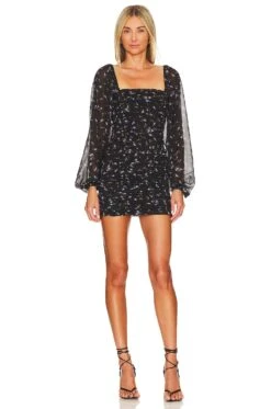 Jaliyah Ruched Mini Dress Blue Floral -Fashion Clothing Store MOTO WD139 V1