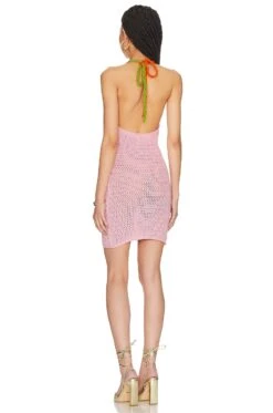 Kiki Crochet Mini Dress Pink Multi 7 Kiki Crochet Mini Dress Pink Multi -Fashion Clothing Store MOTO WD207 V3