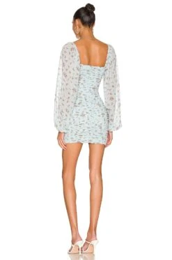 Jaliyah Ruched Mini Dress Blue Floral -Fashion Clothing Store MOTO WD61 V3