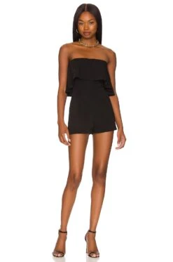 Reina Ruffle Romper Black
