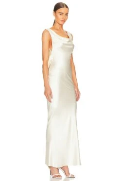 Plunging Back Cowl Dress Pearl -Fashion Clothing Store MPAL WD5 V3