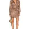 Brett Lightweight Flannel U-Back Mini Dress Mesa Tan Plaid -Fashion Clothing Store MWER WD65 V1