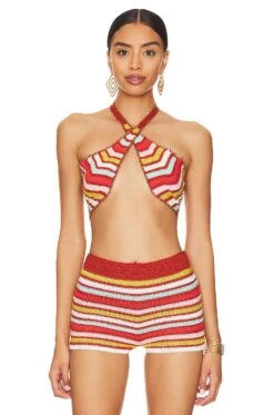Crochet Wrap Top Multicolor