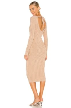 Bekah Deep V Midi Dress Nude 9 Bekah Deep V Midi Dress Nude -Fashion Clothing Store NBDR WD2356 V3