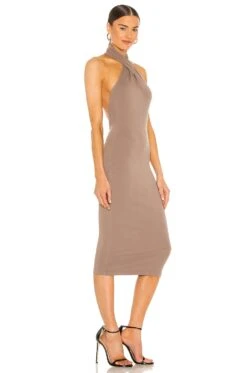 ROBE MI-LONGUE ANJU Deep Taupe -Fashion Clothing Store NBDR WD2432 V2