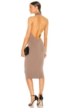 ROBE MI-LONGUE ANJU Deep Taupe -Fashion Clothing Store NBDR WD2432 V3