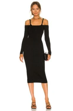 Fia Dress With Layered Bralette Black